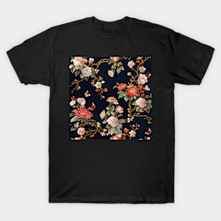 Harmony Embroidered Flowers Pattern T-Shirt